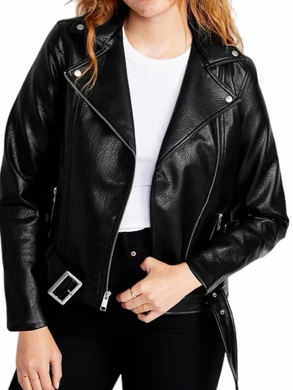 NWT Old Navy Belted Faux Leather Moto Jacket
